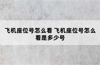 飞机座位号怎么看 飞机座位号怎么看是多少号